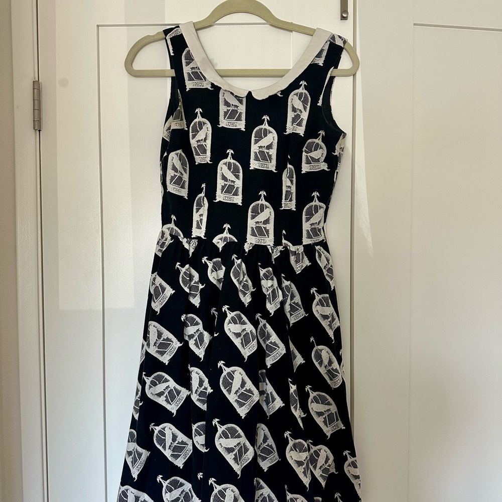 ModCloth Folter Black and White Birdcage Dress
